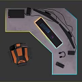 Gaming Setup Featuring Ergonomic Chair Curved Monitors And RGB Desk Lighting