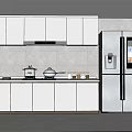 Modern Kitchen Interior With White Cabinets Stainless Steel Refrigerator And Countertop