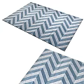 Square Rug with Blue and White Herringbone Pattern for Modern Home Decor 3d model