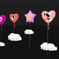 Colorful Inflatable Heart Star Shaped Decorations With Images Text And Cloud Accents
