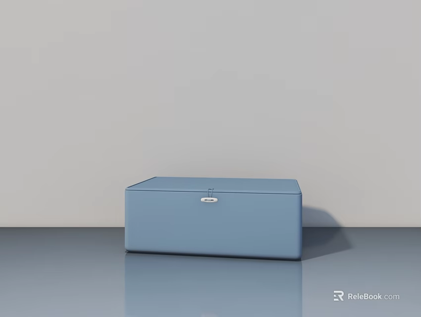 Modern Minimalist Light Blue Console Cabinet With Small Lock On Sleek Floor Gray Wall Background 3d model 
