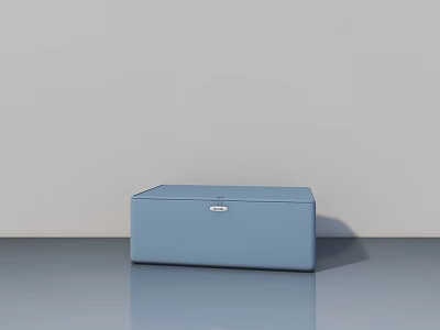 Modern Minimalist Light Blue Console Cabinet With Small Lock On Sleek Floor Gray Wall Background 3d model