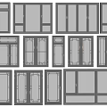 Various Modern Window Designs With Different Frame Styles And Glass Panels 3d model