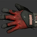 Black And Red Worn Work Gloves With Dirt On Fingers And Palms