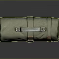 Green Canvas Utility Bag With Metal Handle And Leather Buckle Straps