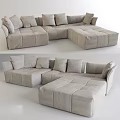 Light Gray Fabric Sectional Sofa With Multiple Cushions And Modern Design 3d model