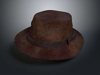 Brown Felt Hat With Stylish Band And Decorative Bow For Daily Wear 3d model