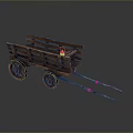 Vintage Wooden Cart With Spoked Wheels Wooden Planks And Long Shafts Design
