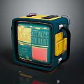 Vintage Portable Computer With Green Yellow Exterior Display Screen And Handle