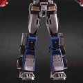 Detailed Mechanical Robot Character With Blue Helmet Red Silver Armor And Chest Logo