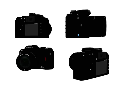 Four Digital Cameras With Various Angles And Compact Design Features 3d model