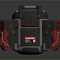 Mechanical Device With Black Red Color Scheme Circular Main Body Top Handle And Side Components 3d model