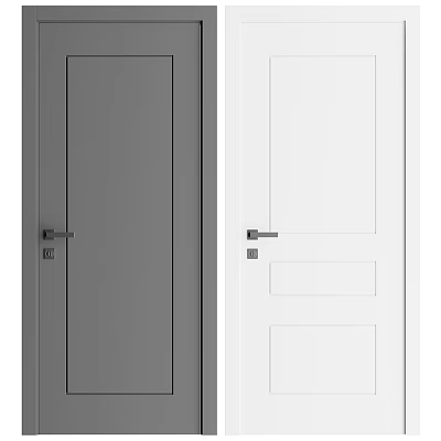 Modern Minimalist Interior Hinged Doors in Gray and White Design for Home 3d model