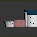 Vibrant Tableware Set With Blue Lidded Containers White Polka Dots Pink Bowls And Chopsticks