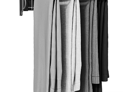 Various Colored Casual Pants Hanging On Clothes Rack With Comfortable Fabric 3d model