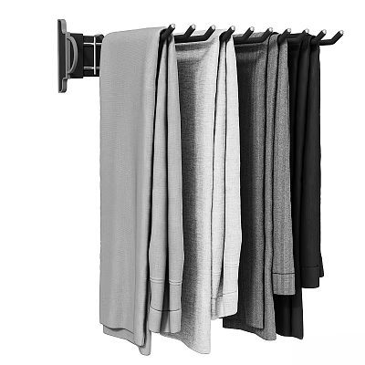 Various Colored Casual Pants Hanging On Clothes Rack With Comfortable Fabric 3d model