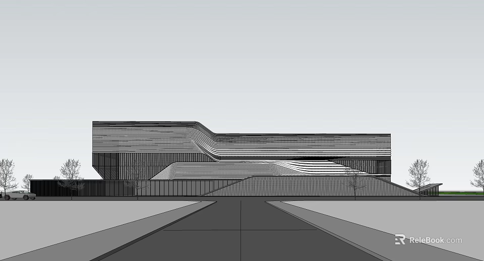 Modern Office Building Architectural Design With Geometric Facade And Contemporary Structure 3d model