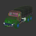 Green Military Transport Truck With Covered Cargo Bed And Multi Wheel Design