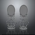 Pair of Silver Decorative Mirrors as Furniture with Elegant Ornate Base Design