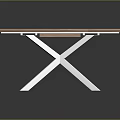 Modern Wooden Table With Cross Metal Legs And Sleek Minimalist Design