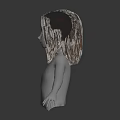 Game and Movie Character 3D Model Featuring Brown Long Straight Hair and White Face
