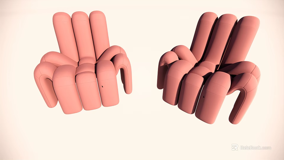 Two Pink Accent Chairs With Unique Curved Cylindrical Design And Modern Aesthetic 3d model 