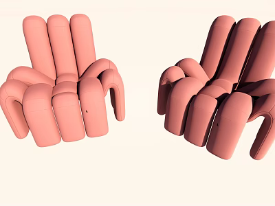 Two Pink Accent Chairs With Unique Curved Cylindrical Design And Modern Aesthetic 3d model
