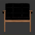 Modern Wooden Armchair with Black Padded Seat Backrest and Sturdy Legs Design
