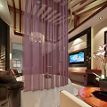 Relaxing SPA Sauna Room With Purple Curtains Sofa And Soft Lighting