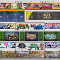 Urban Building Exterior Wall Featuring Colorful Graffiti Art and Street Murals