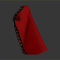 Traditional Red Cloak With Intricate Decorative Trim And Brown Lining