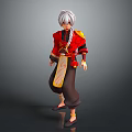 Game Movie Character Featuring Silver Hair Red Robe Black Pants And Yellow Accents
