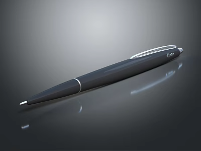 Sleek Modern Black Ballpoint Pen With Smooth Body And Metallic Clip For Daily Use 3d model