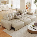 Modern Leather Sofa Bed With Center Table And Comfortable Living Room Design