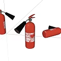 Red Fire Extinguishers In Various Positions For Safety Equipment 3d model