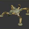 Mechanical Spider Creature Design With Teal Body Yellow Legs And Decorative Patterns 3d model