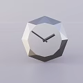 Modern Geometric Polygonal Clock With Black Hands And White Face Design 3d model