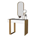 Modern Dressing Table White Countertop Gold Metal Accents Oval Mirror Cosmetics Vase Flowers And Glass