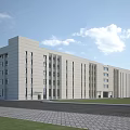 Modern Industrial Factory Building Exterior With Multi Storey Structure Large Windows And Open Lawn Area