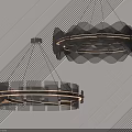 Modern Wave Shaped Chandeliers With LED Strip Lights And Metallic Frame 3d model
