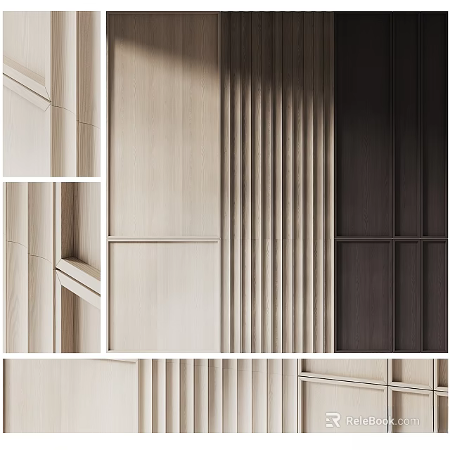 Hanging Decor For Modern Kitchen Interior With Wooden Vertical Stripes Design Elements 3d model