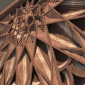 Elegant Wooden Wall Decoration with Intricate Carved Symmetrical Floral Geometric Art Design