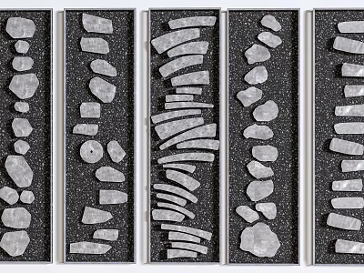 Vertical Garden Decorative Panels With Gray Stone Arrangements On Black Background 3d model