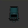 Teal Toy Truck Model With Black Frame Roof Lights And Cargo Bed