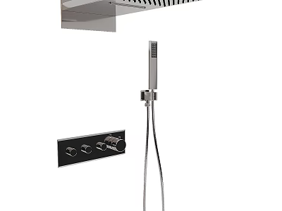 Modern Shower System With Rainfall Head Handheld Sprayer And Control Panel 3d model