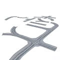 Road Ground Design With Traffic Intersections Curved Lanes And Urban Layout Structure 3d model