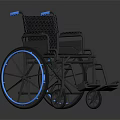Modern Black Wheelchair With Blue Armrests Ergonomic Seat And Blue Rimmed Wheels