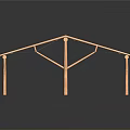 Wooden Roof Truss Structure With Support Columns Modern Design On Black Surface With Reflection