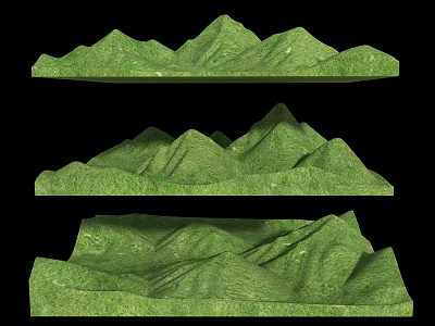 Green Micro Landform Models With Hilly Grass Covered Terrain And Textured Surface 3d model