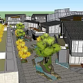 Scenic Commercial Street Architectural Design With Outdoor Dining Areas And Pedestrian Walkways